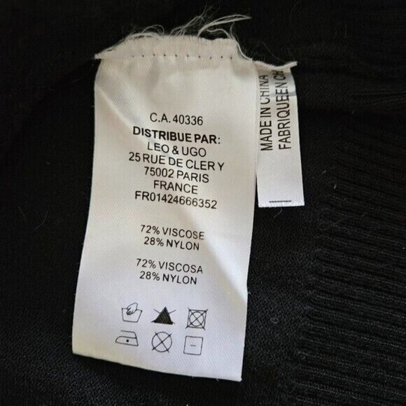 Leo & Ugo Sweater Womens L Black Argyle LS Cowl Neck Goth Boho Whimsigoth Y2K - Picture 10 of 13